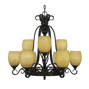 Elegante - 9 Light Chandelier-27 Inches Tall and 28.25 Inches Wide