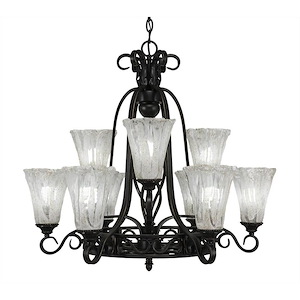 Elegante - 9 Light Chandelier-27 Inches Tall and 28.75 Inches Wide