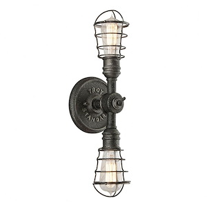 Conduit-2 Light Wall Sconce-6 Inches Wide by 19 Inches High