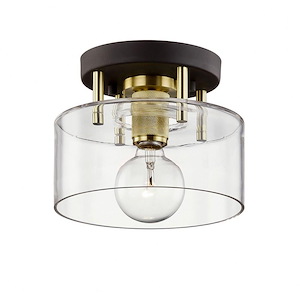 Bergamot Station-1 Light Semi-Flush Mount in Transitional Style-8.5 Inches Wide by 6.75 Inches High - 964938