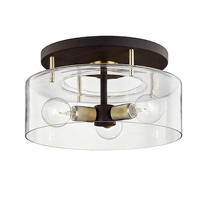 Bergamot Station-3 Light Semi-Flush Mount in Transitional Style-17 Inches Wide by 8.75 Inches High