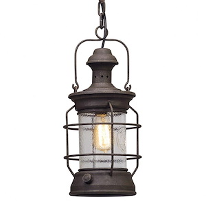 Atkins-1 Light Outdoor Medium Hanging Lantern-8 Inches Wide by 17.5 Inches High