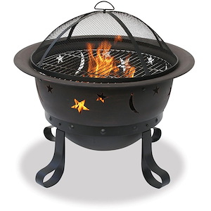 Uniflame - 29.25 Inch Outdoor Firebowl Wood Burning Fire Pit with Star And Moon