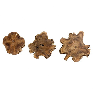 Kalani  - 20 inch Teak Wall Art (Set of 3) - 20 inches wide by 1.2 inches deep