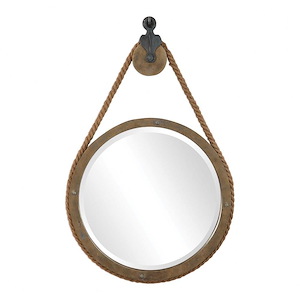 Melton - 36.5 inch Round Pulley Mirror - 25 inches wide by 3.5 inches deep