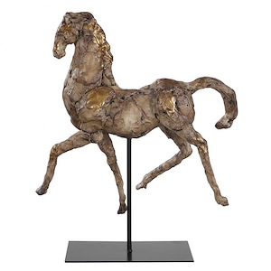 Caballo - 16.5 inch Dorado Horse Sculpture - 14 inches wide by 5.13 inches deep