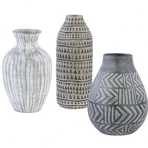 Natchez - 18 inch Geometric Vase (Set of 3) - 6.75 inches wide by 6.75 inches deep