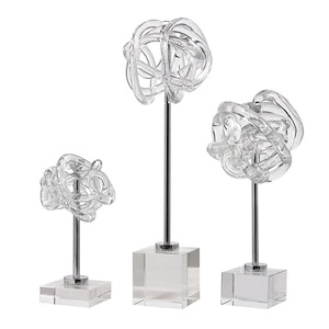 Neuron - 16.75 Inch Glass Table Top Sculpture (Set of 3) - 4.5 inches wide by 4.5 inches deep