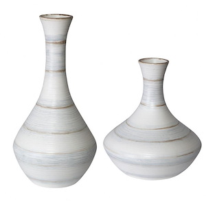 Potter - 20.6 Inch Fluted Striped Vase (Set of 2)