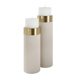 Wessex - Pillar Candleholder (Set of 2)-16 Inches Tall and 4.63 Inches Wide