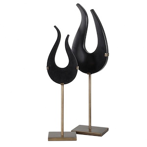 Black - Sculpture (Set of 2)-24.25 Inches Tall and 7.25 Inches Wide