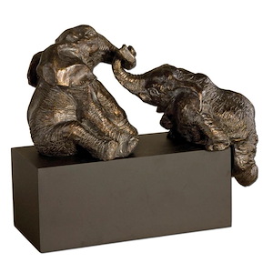 Playful Pachyderms - 16 inch Figurine - 16 inches wide by 7.75 inches deep