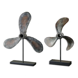Propellers - 20.5 inch Sculpture (Set of 2) - 16 inches wide by 4 inches deep