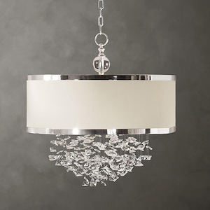 Fascination Drum Pendant 3 Light Antique White Linen