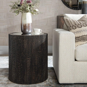 Sequoia - Drum End Table-25 Inches Tall and 22 Inches Wide