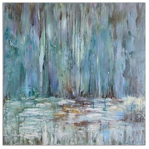 Blue Waterfall - 40 inch Modern Art - 40 inches wide by 2 inches deep