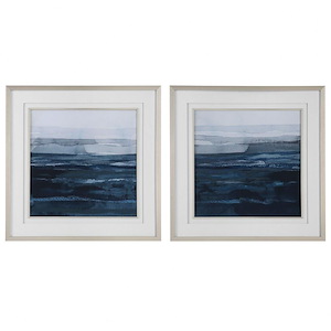 Rising Blue - Abstract Framed Print (Set of 2)-34 Inches Tall and 34 Inches Wide