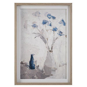 Blue Flowers in Vase - Framed Print-40.75 Inches Tall and 28.75 Inches Wide