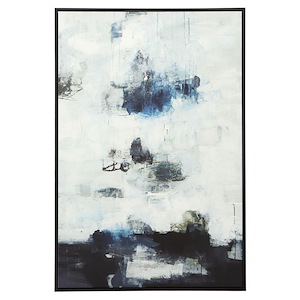 Black And Blue - Framed Abstract Art-61.44 Inches Tall and 41.31 Inches Wide