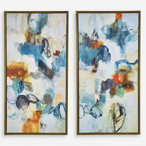 Casual Moments - Framed Abstract Wall Art (Set of 2)-41.5 Inches Tall and 21.5 Inches Wide