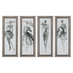 Fashion Sketchbook - 39.75 inch Wall Art (Set of 4) - 15.75 inches wide by 1.5 inches deep