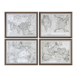 World Maps - 28.13 inch Framed Print (Set of 4) - 28.13 inches wide by 1.75 inches deep