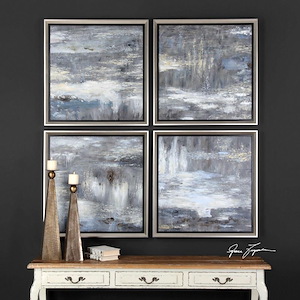 Shades Of Gray - 33.25 inch Hand Painted Art (Set of 4) - 33.25 inches wide by 1.5 inches deep