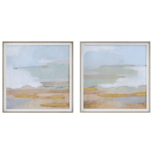Abstract Coastline - Framed Wall Decor (Set of 2)-19.5 Inches Tall and 19.5 Inches Wide