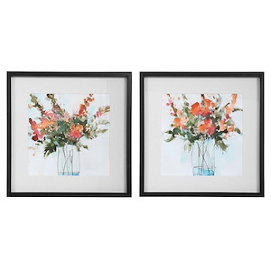 Fresh Flowers - 26.25 inch Watercolor Print (Set of 2) - 26.25 inches wide by 2 inches deep