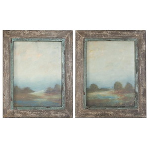 Morning Vistas - 31.13 inch Framed Art (Set of 2) - 25 inches wide by 1.5 inches deep
