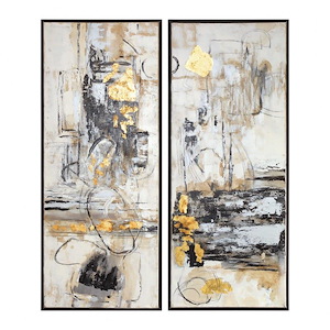 Life Scenes - 51 inch Abstract Art (Set of 2) - 21 inches wide by 2.5 inches deep