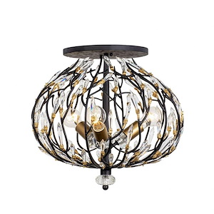 Bask - 3 Light Semi-Flush Mount In Glam Style-17 Inches Tall and 18 Inches Wide