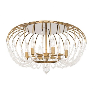 Voliere - 6 Light Semi-Flush Mount In Coastal Style-14.5 Inches Tall and 24.25 Inches Wide