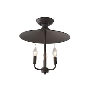 Clayton 3-Light Semi-Flush in Urban Rustic Style 15 Inches Tall and 14 Wide