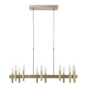 Collette 12-Light Linear Pendant in Heritage Modern Style 17 Inches Tall and 32 Wide