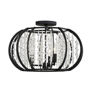 Caesar - 3 Light Semi-Flush Mount In Luxury and Glam Style-11.75 Inches Tall and 11 Inches Wide