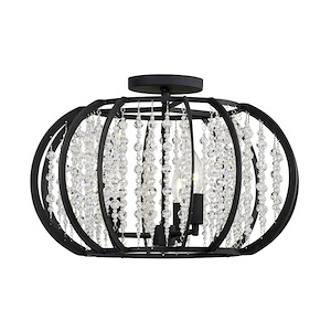 Caesar - 3 Light Semi-Flush Mount In Luxury and Glam Style-11.75 Inches Tall and 11 Inches Wide