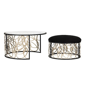 Scribble - Nesting Coffee Table and Ottoman In Industrial Style-17.5 Inches Tall and 32 Inches Wide - 1326529