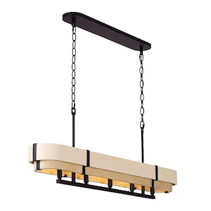 Blonde Moment - 5 Light Linear Pendant In Rustic Style-15 Inches Tall and 46.25 Inches Wide