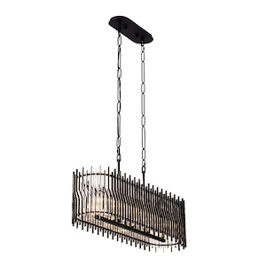 Park Row - 5 Light Linear Pendant In Industrial Style-11.5 Inches Tall and 36 Inches Wide