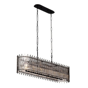 Park Row - 6 Light Linear Pendant In Industrial Style-11.5 Inches Tall and 48 Inches Wide - 1300925