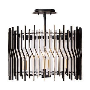 Park Row - 4 Light Semi-Flush Mount In Industrial Style-14.5 Inches Tall and 16 Inches Wide - 1300929