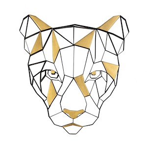 Geometric Animal Kingdom - Lion Wall Art In Modern Style-16 Inches Tall and 14 Inches Wide