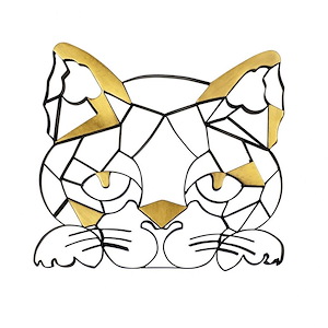 Geometric Animal Kingdom - Sand Cat Wall Art In Modern Style-12.25 Inches Tall and 13.75 Inches Wide
