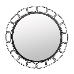 Chains of Love - Round Wall Mirror In Industrial Style-30 Inches Tall and 30 Inches Wide - 1300945