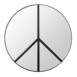 Paz - 30 Inch Round Peace Sign Accent Mirror