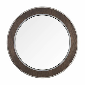 Macie - 30 Inch Round Wood and Metal Mirror