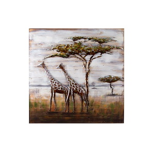 Serengeti Mixed-Media Metal on Wood Wall Art - 856480