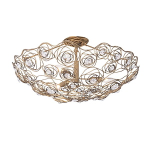 Ethereal Rose - 3 Light Inverted Semi-Flush Mount In Industrial Style-12 Inches Tall and 24 Inches Wide - 1326551