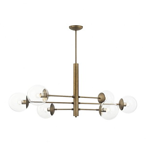Mid-Century - 6 Light Linear Pendant In Mid-Century Modern Style-21.5 Inches Tall and 48 Inches Wide